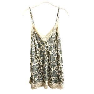 NWT Intimissimi top cami in satin & stretch lace w/paisley and floral print L